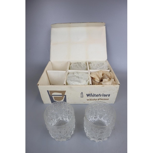 110 - Set of 6 Whitefriars Glacier whisky tumblers in original box