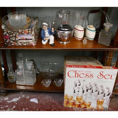 131 - Pub memorabilia to include punch bowl and drinking chess set