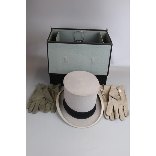 150 - Top hat in case with gloves - Lincoln Bennett and Co. of Bond Street London