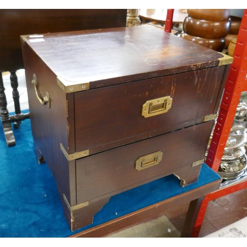 192 - Small campaign chest - Approx size: W: 46cm D: 38cm H: 44cm