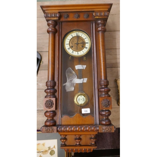 198 - Victorian mahogany wall clock