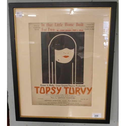 209 - Original Topsy Turvey theatre poster