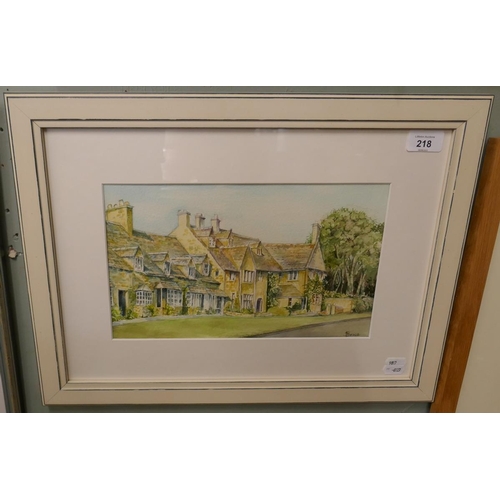 218 - Watercolour - House in the Cotswolds signed Beale