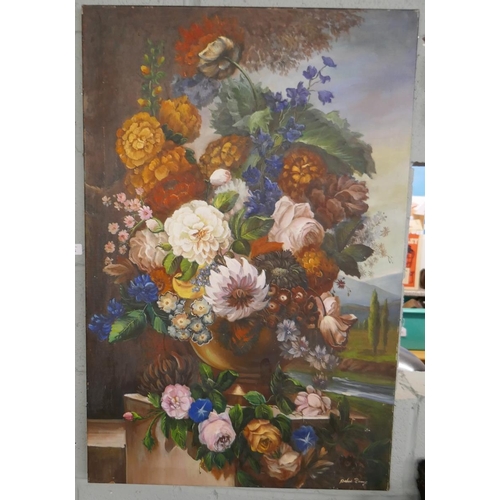 224 - Oil on canvas - Still life - Approx image size: 60cm x 92cm