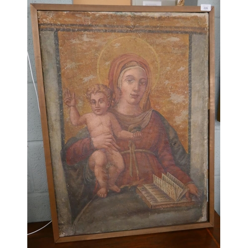 226 - Early religious oil on canvas - Approx image size: 60cm x 81cm