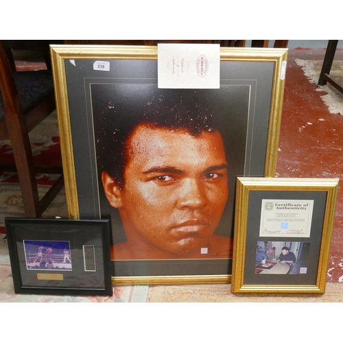 238 - Signed Muhammad Ali L/E print 58/100 with C.O.A together with a framed film cell of the Muhammad Ali... 