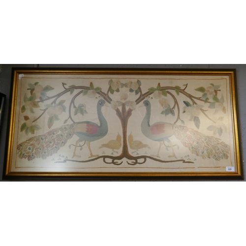 248 - Early framed tapestry of peacock