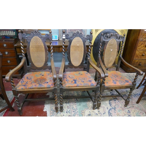 266 - 3 Carolean style carver chairs