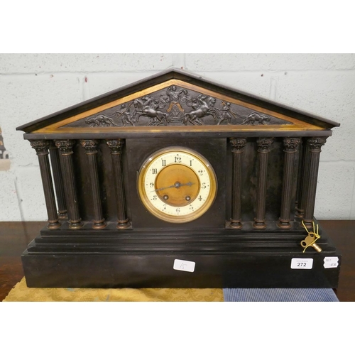 272 - Large slate mantel clock