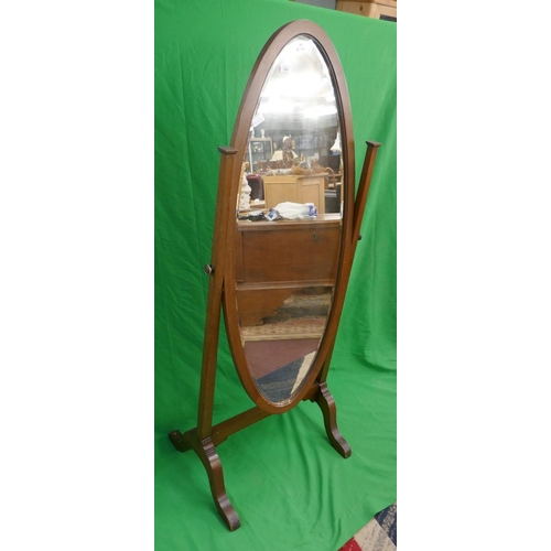 280 - Cheval mirror with bevelled glass