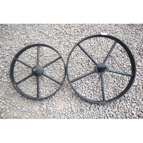 454 - 2 cast iron shepherds hut wheels