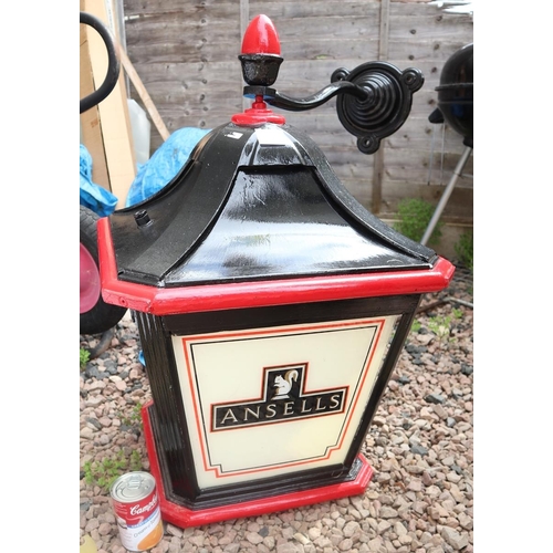 461 - Large metal hanging pub lantern (1 panel missing) - Approx height: 77cm