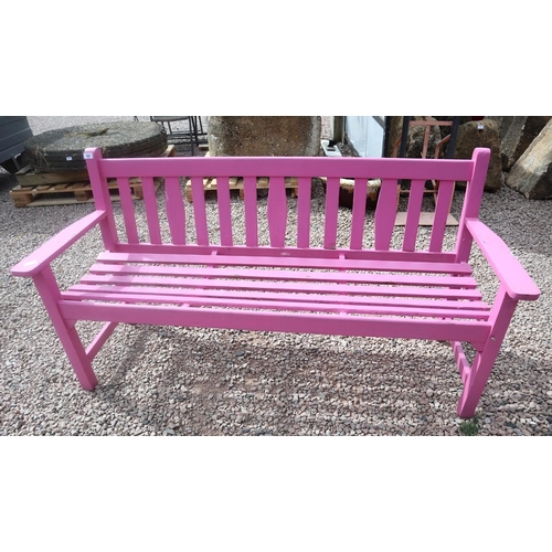 462 - Pink wooden garden bench