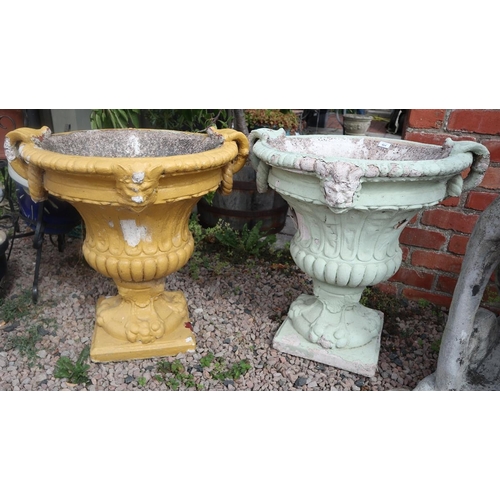 464 - Large pair of stone pedestal planters - Approx height: 70cm