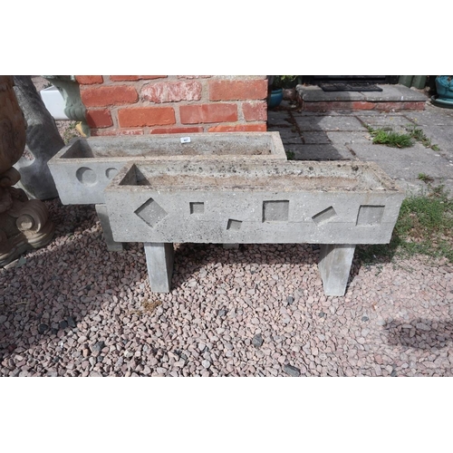 467 - Pair of stone troughs with legs - Approx length: 84cm