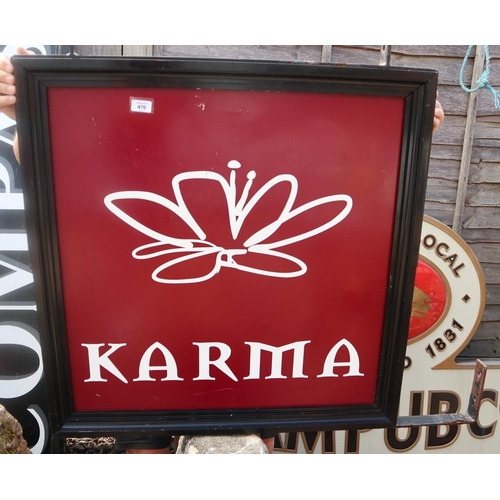 476 - Karma double sided pub sign - Approx size: 82cm x 82cm