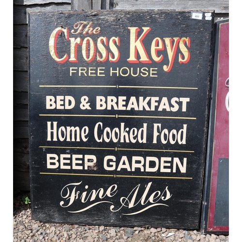 493 - The Cross Keys pub sign - Approx size: 77cm x 93cm