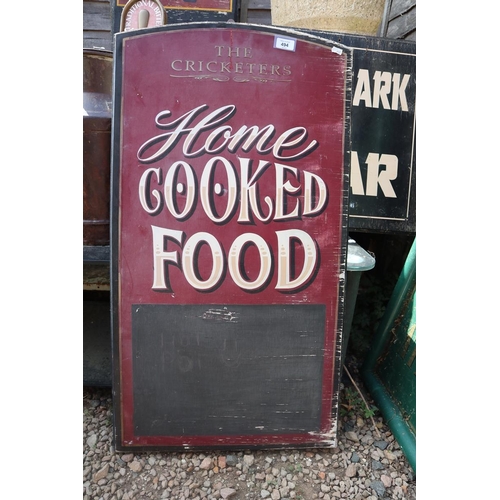 494 - Cricketers Home Cooked Food pub sign - Approx size: 52cm x 98cm