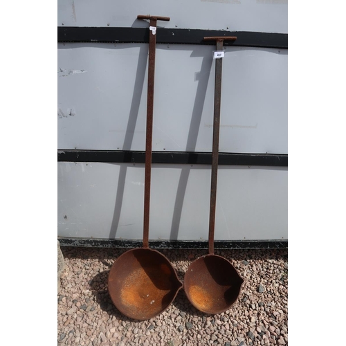 497 - 2 large smelting spoons