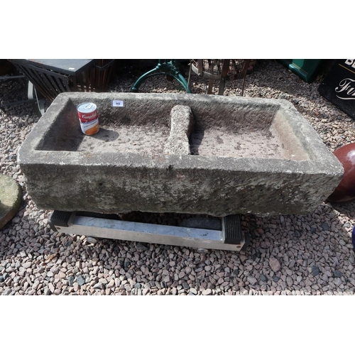 502 - Antique heavy carved stone trough - Approx size: L: 93cm D: 42cm H: 25cm