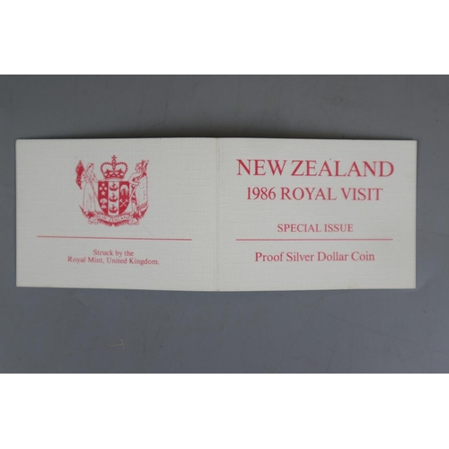 68 - Silver proof dollar coin New Zealand 1986 Royal visit