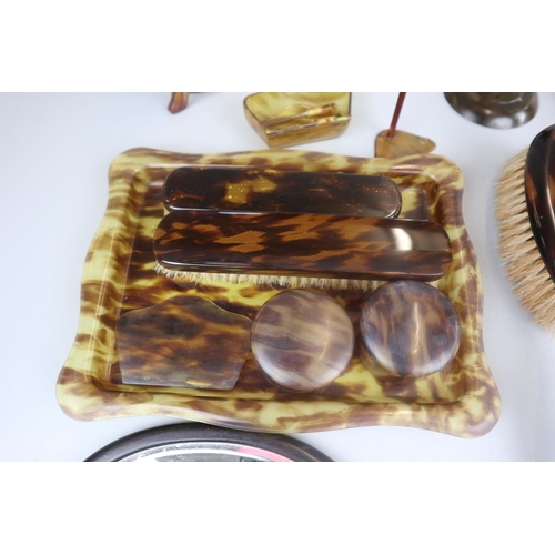 82 - Tortoise shell dressing table set etc