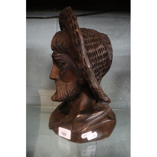 100 - Carved fishermans head - Eric - Approx height: 35cm