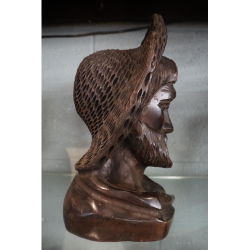 100 - Carved fishermans head - Eric - Approx height: 35cm