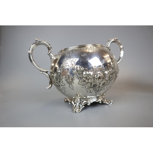 103 - 3 piece old Sheffield silver plate tea service presented to colour sergeant Miller dated 1887 possib... 