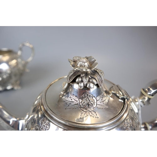 103 - 3 piece old Sheffield silver plate tea service presented to colour sergeant Miller dated 1887 possib... 