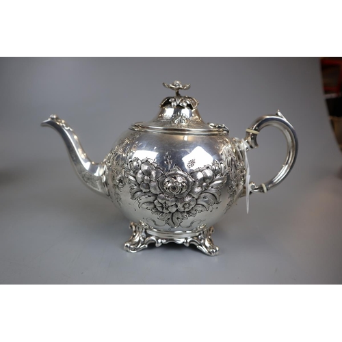 103 - 3 piece old Sheffield silver plate tea service presented to colour sergeant Miller dated 1887 possib... 