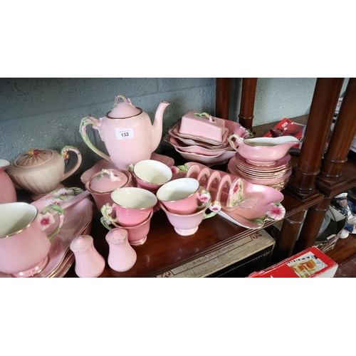 132 - Collection of pink ceramics to include Brentleigh ware Staffordshire