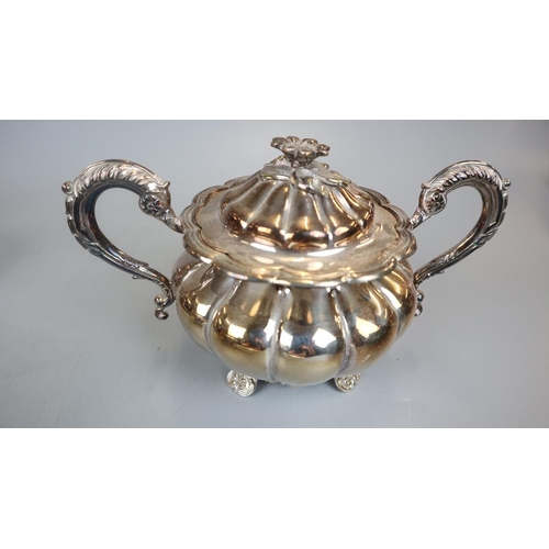 134 - Mappin and Webb tea service with silver plate tray