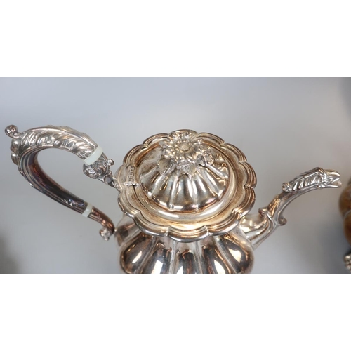 134 - Mappin and Webb tea service with silver plate tray