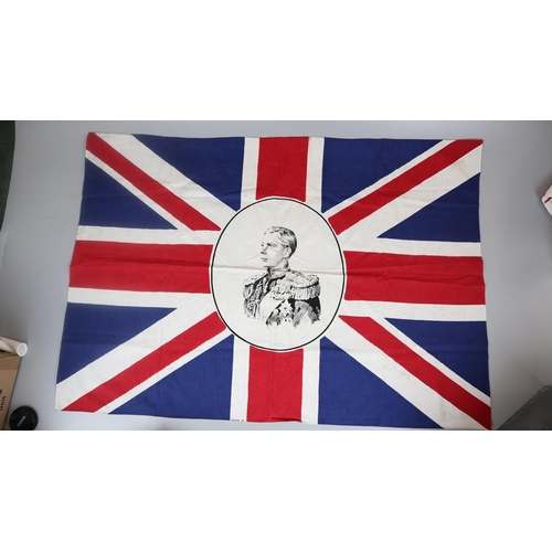 144 - Collection of vintage linen to include Edward VIII Union flag