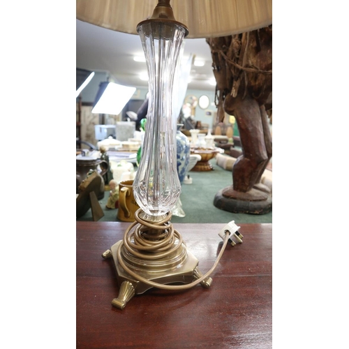 158 - Pair of glass and brass lamps