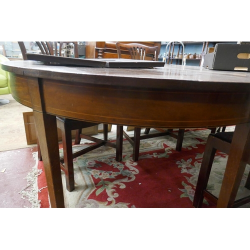 257 - 19thC D end dining table with leaf - Approx size: L: 210cm W: 132cm H: 75cm