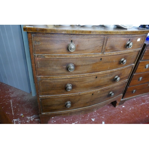 260 - 19thC mahogany bow fronted chest of 2 over 3 drawers - Approx size W: 106cm D: 59cm H: 101cm