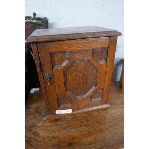 264 - Small stool together with small cabinet and spice rack