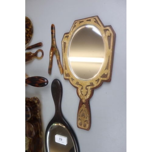 82 - Tortoise shell dressing table set etc