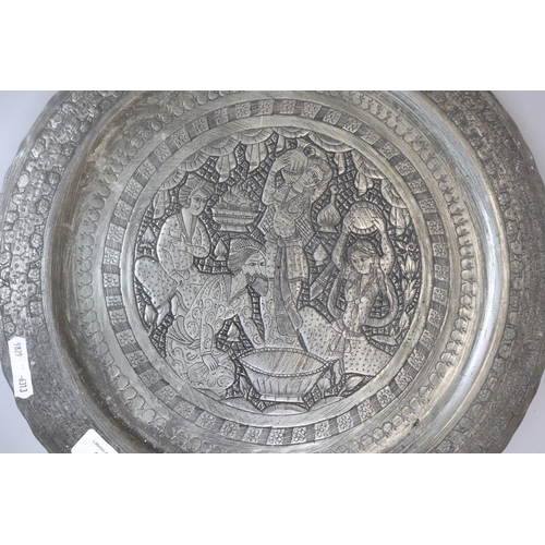 93 - 2 Indian pewter wall plates