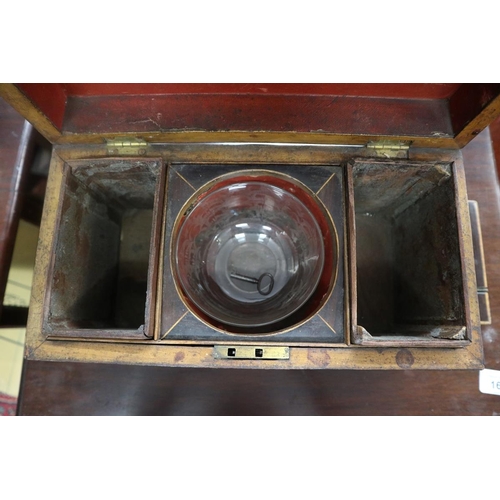 96 - Victorian tea caddy with etched glass mixing bowl