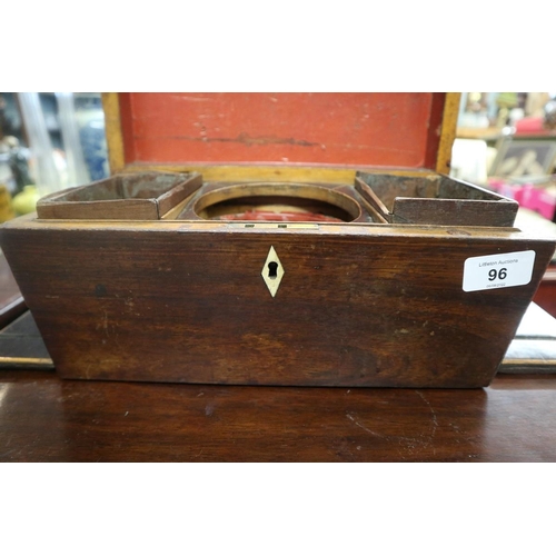 96 - Victorian tea caddy with etched glass mixing bowl