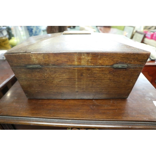 96 - Victorian tea caddy with etched glass mixing bowl