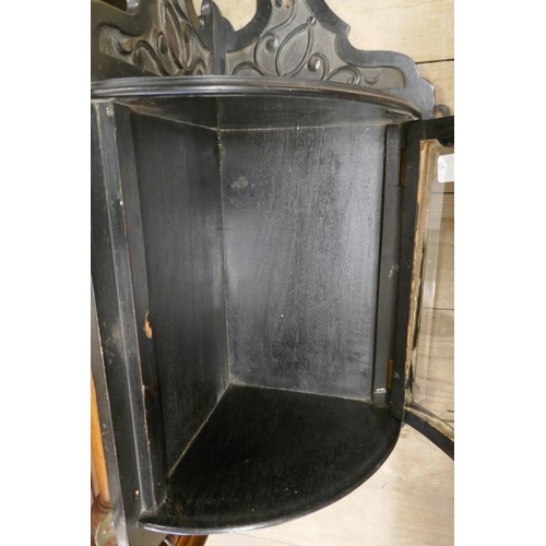 199 - Small ebonised corner display cupboard