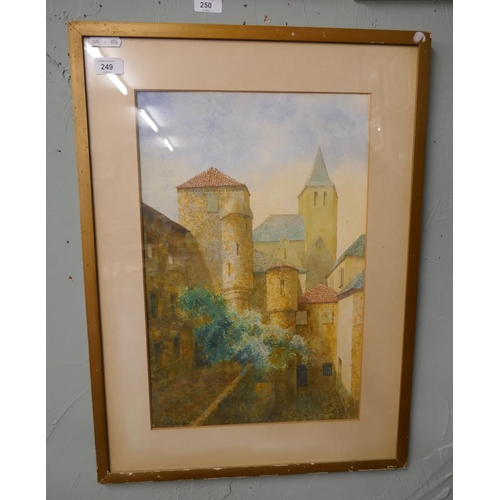 249 - Watercolour by A G Smith - Gaillac - Approx image size: 33cm x 50cm