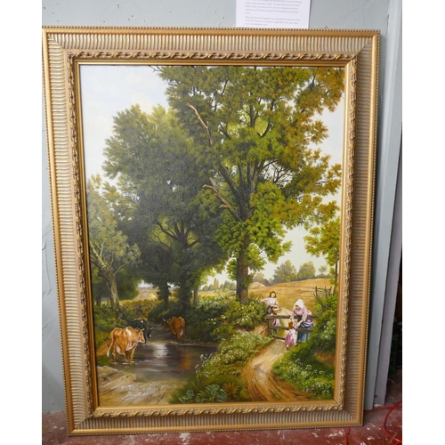 255 - Oil on canvas after the work of Myles Birket Foster's The Footpath by the Water Lane - Donald Sheppa... 