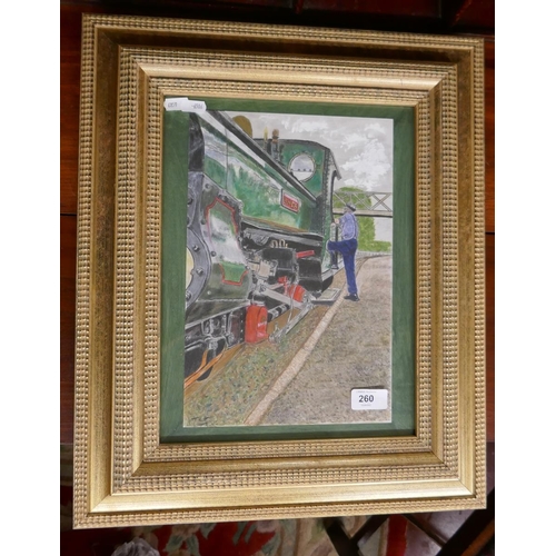 260 - Original pastel - Ffestiniog railway signed TCT - Approx image size: 21cm x 32cm