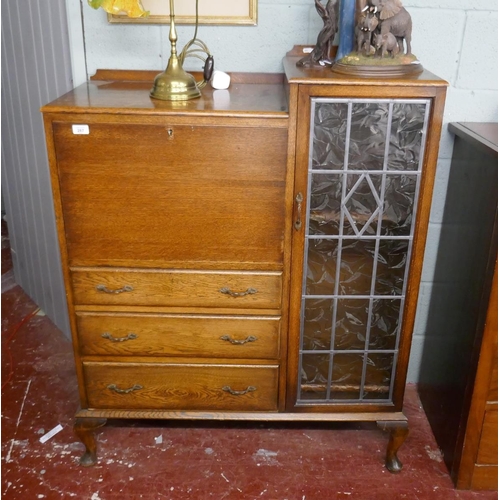 287 - Oak bureau bookcase