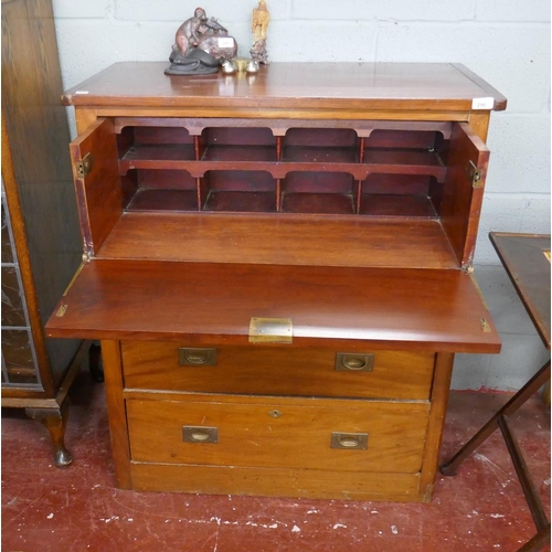 290 - Mahogany chest with secretaire drawer - Approx W: 89cm D: 48cm H: 106cm